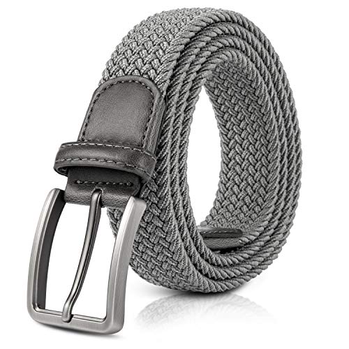 jiguoor Cinturón Hombre,Cinturón Elástico Trenzado Tejido Extensible Hebilla de Aleación de Zinc(Tamaños Completo 10 Colores)