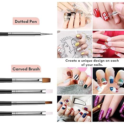 EXPESIA Set of 15 Acrylic Nail Art Brushes with Creating Different Nail Designs on Gel Acrylic and Natural Nails- Salon Quality Nail Art at Home 15 Pcs 3