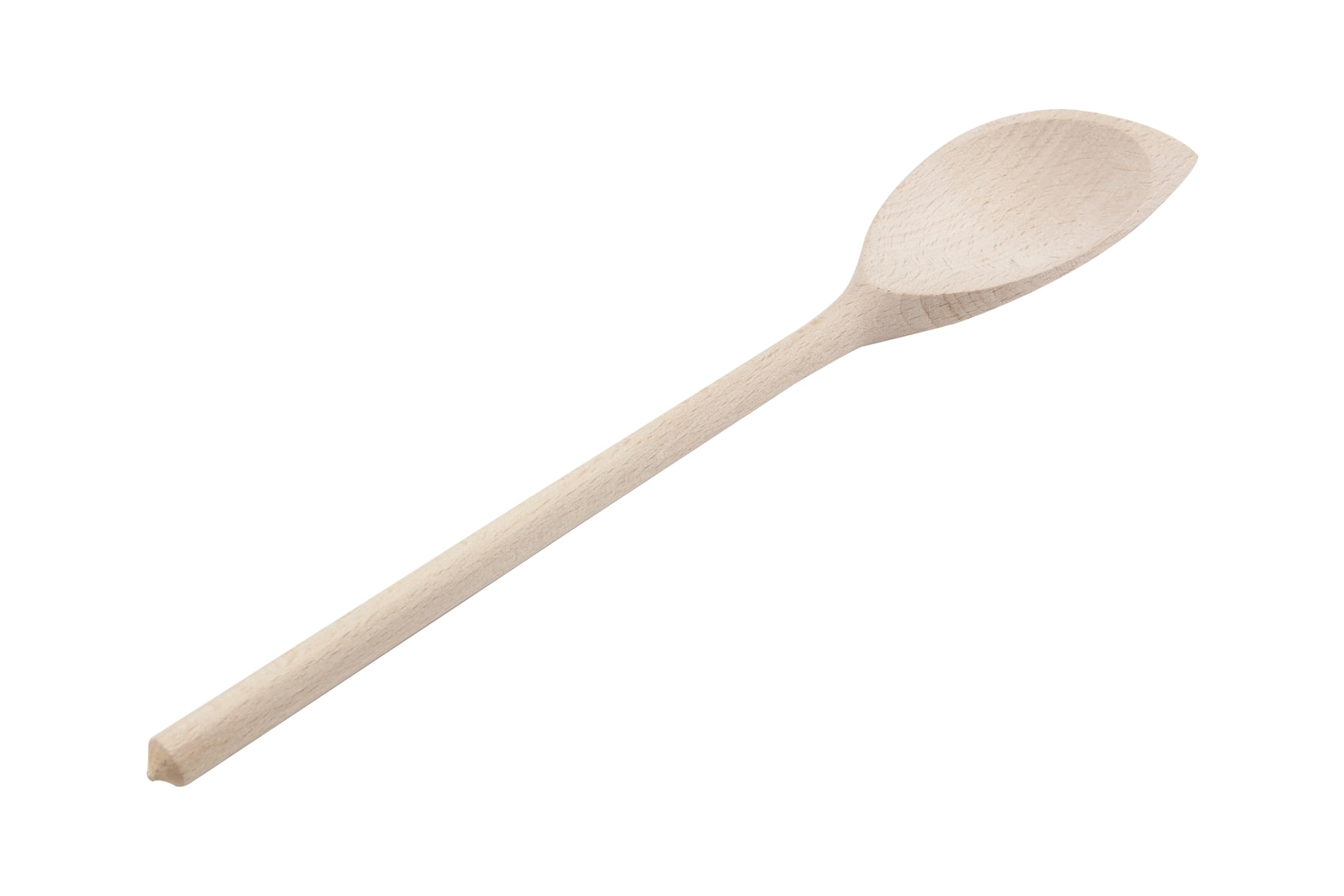 Apollo The Housewares Brand Multi-Colour 30Cm 12Inch Beech Wood Cooking Spoon, Pointed Tip For Hard To Reach Places, Stirring And Serving For Pots And Pans, Natural