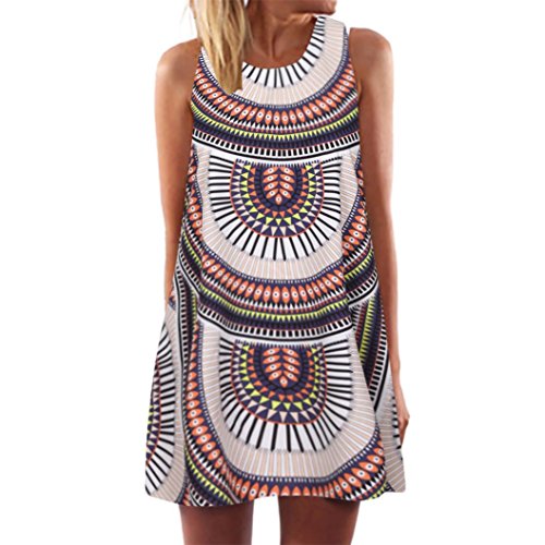 Vestido de Mujer, Dragon868 2020 Mujeres Vintage Verano sin Mangas Playa Vestido Corto (XL, A)