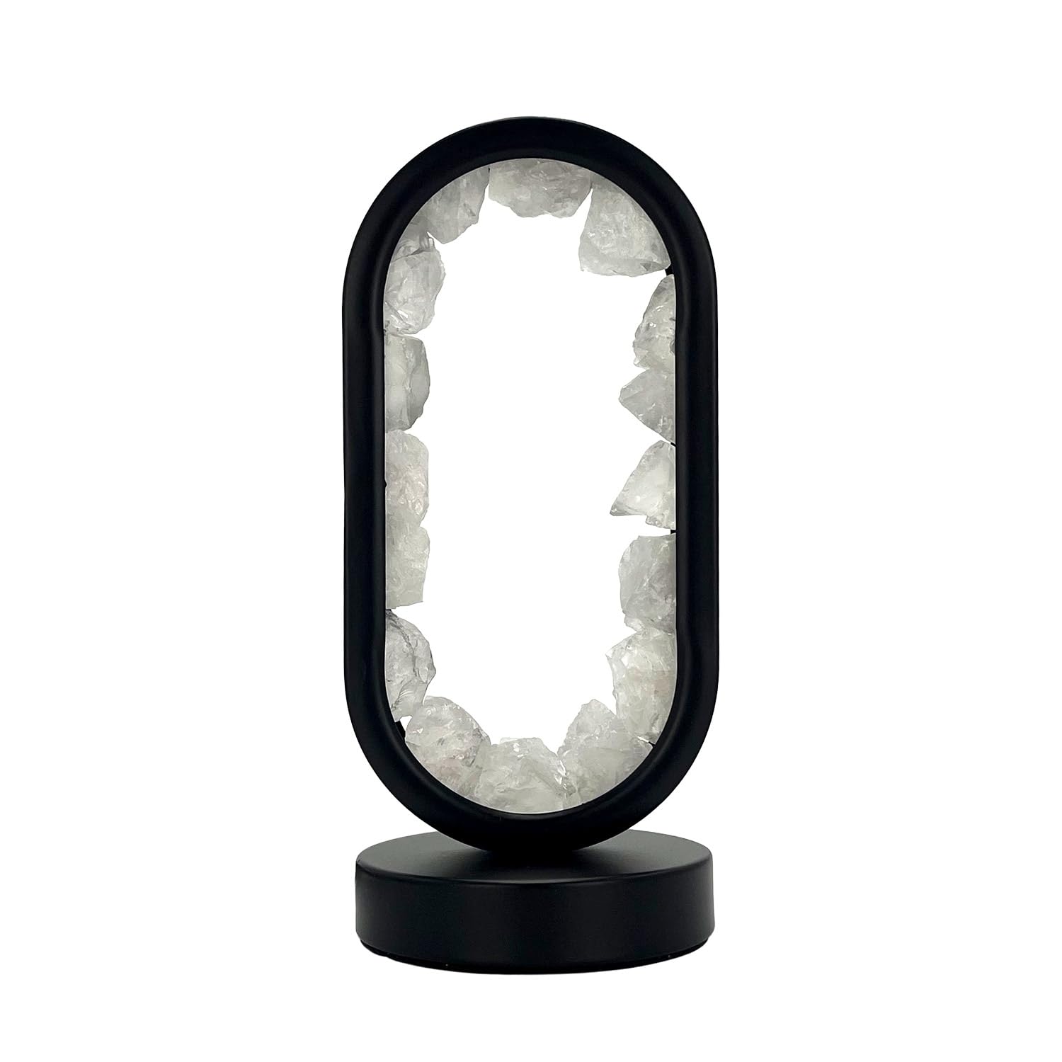 Cello Rock Quartz Gleneagles Oval Earth Led Natural Crystal Lamp - Dimmable White Led Energy Stone Light, Usb Healing Lamp For Bedroom, Meditation, Zen Decor & Gift