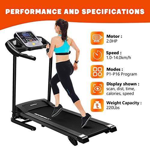 ABOOFAN Esteira dobrável BESPORTBLE 2.0HP esteira elétrica de 15,7 