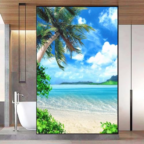 Vinilo decorativo para ventana con diseño playa 60x120cm miniatura 1