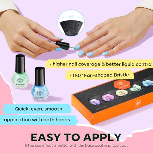 Image of modelones Nail Polish Set, 6 Colors Spring Summer Easter Macaron Pastel Nail Polish Soft Pink Purple Blue Green Orange Quick Dry Nail Polish Kit Salon Home DIY Manicure Kit Gift For Women Girl