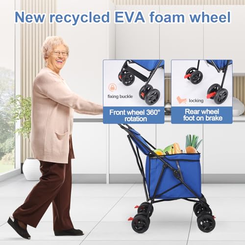 Wedyvko Hundebuggy bis 15 kg für Kleine Hunde, Hunde Wagen Klappbar Ultra Leicht - nur 5,7 kg, Hundebuggy Kleine Hunde mit Zubehör, Eva-Schaum-Räder, Getränkehalter