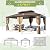 MELLCOM 12'x18' Hardtop Gazebo,Galvanized Steel Metal Double Roof Gazebos with Curtain and Netting, Brown Permanent Pavilion Canopy with Aluminum Frame for Patios,Gardens,Lawns