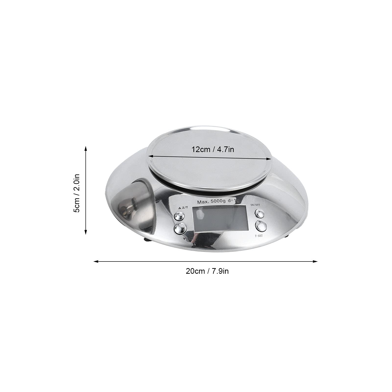 Balance de cuisine numérique en acier inoxydable de qualité supérieure avec bol amovible 1 g à 5 kg, échelle de mesure de haute précision pour la cuisson, la cuisson, un usa