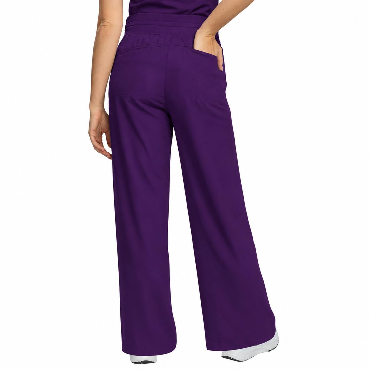 B-well Aurelia - Pantaloni medici dritti antimicrobici, antiodore, antipiega, 6 tasche e vita regolabile