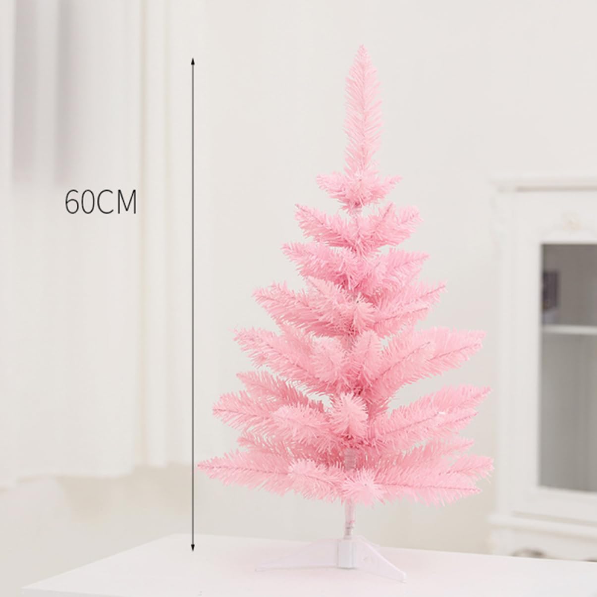 LABRIMP Weihnachtsbaum mit Led-Beleuchtung Rosa Tischdeko Weihnachtsschmuck für Wohnungen Geschäfte Büros Weihnachtsbaum-Dekoration ohne Batterie