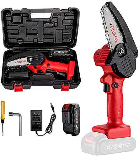 Image of Mini Chainsaw, 4-Inch Cordless Electric Protable Chainsaw With 1Pcs Batteries & Chain Brushless Motor, One-Hand 0.7Kg Lightweight, Pruning Shears Chainsaw For Tree Branch Wood Cutting
