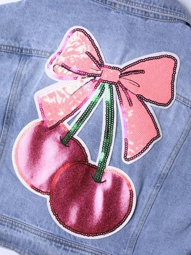 Image of WELAKEN Print Denim Jacket for Girls & Kids II Little Girl's Button Down Crop Jean Jacket Coat