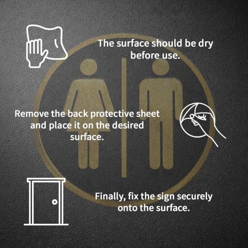 Image of Men & Women Round Acrylic Signage Sticker - Self Adhesive Black Gold Restroom Sign for Office, Cafe, Hotel, Restaurant & Commercial Spaces - Waterproof Premium Label
