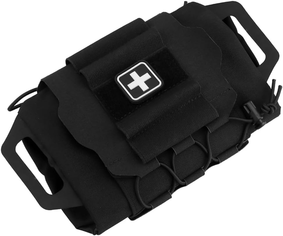 Tactical IFAK Pouch, MOLLE Rapid Tear-Away First-aid Belt Pouch Survival Two-Piece System Med Roll Carrier Hypalon Handle Bag - Image 6