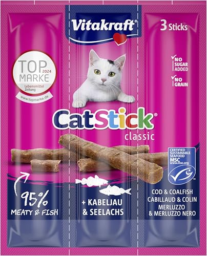 VITAKRAFT- Cat Stick Classic, Friandises Pour Chats, Stick Au Colin Et Cabillaud, Format...