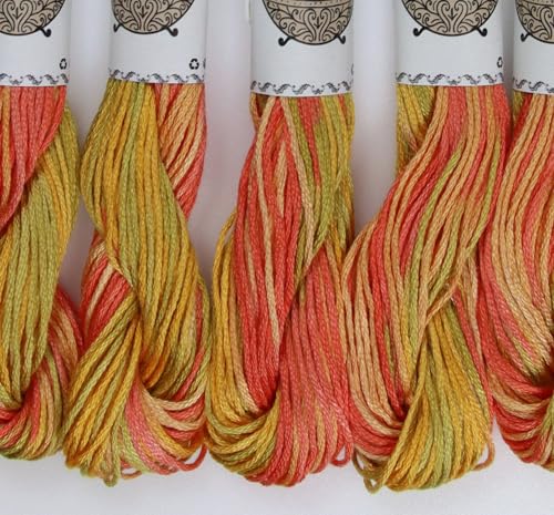 Image of KCS Big skeins of 25 Meters Size 25 Color Variegated Cross Stitch Stranded Threads,6 skeins,4126