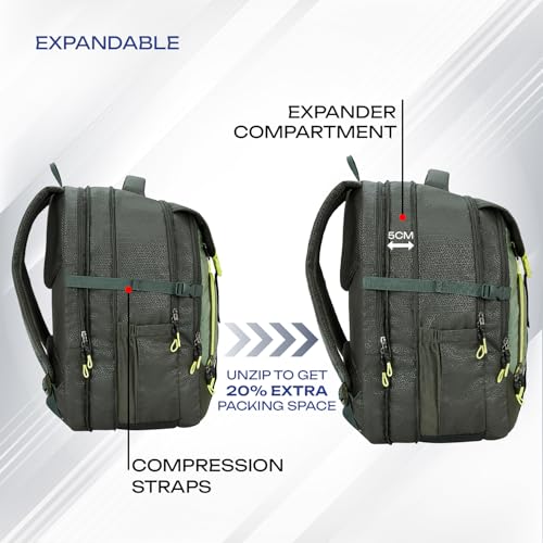 Image of Safari 43L Expandable Laptop Bag with Armor Base, Raincover, 3 Compartments, Compression Straps, Large Size Travel Bag, Ideal For 3-4 Days Staycations, Hiking, Office Bag