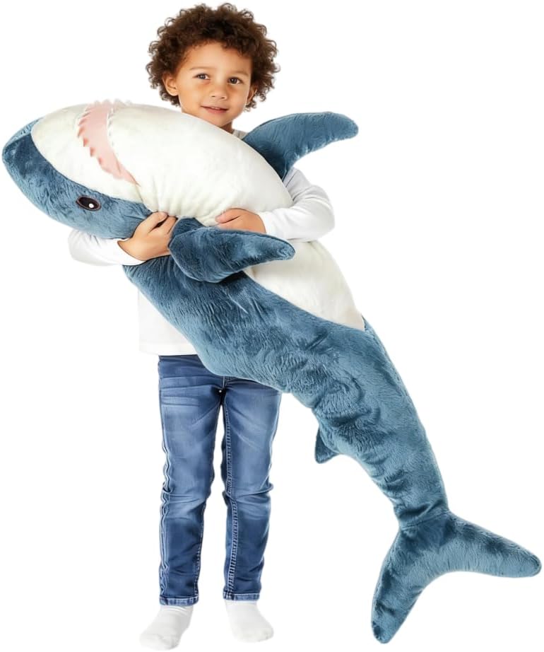 39.5 Inch SharkPlush Toy Pillow,Giant Shark Stuffed Animal,Soft Shark Pillow Cushion Shark Plush Pillow Chubby Stuffed Shark Toy,for Home Room Décor Kids Bedtime Gift Throw Pillow