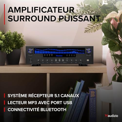 Audizio AV560EQ - Amplificateur Home Cinema 5.1 390 W avec Bluetooth, USB, FM, Karaoké & Entrées Numériques – Image 3