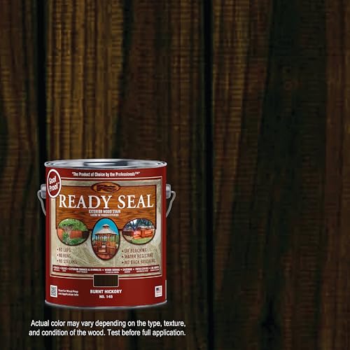 Image of Ready Seal Exterior Wood Stain | Semi-Transparent Oil-Based Formula | Professional Grade Stain and Sealer in One | Ideal for Decks, Fences, Pergolas, Wood Siding & More | Gallon | Burnt Hickory