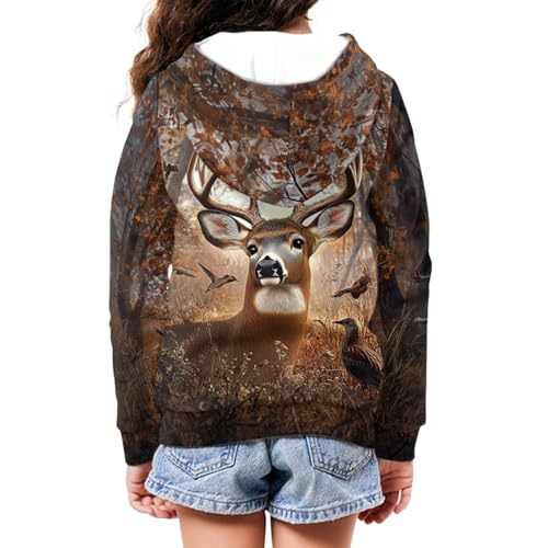 WELLFLYHOM Camo Deer Zip Up Kids Hoodies for Boys 6-16 Novelty Graphic Sweatshirts Kangaroo Pocket Long Sleeve Sweater Shirts4