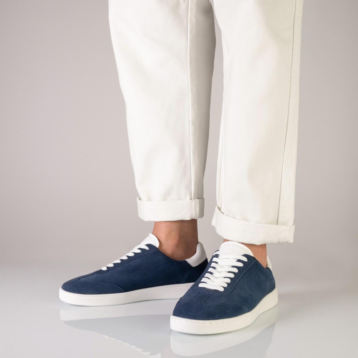 Anna Kern Suny Herren Dance Sneakers 7405 - Velourleder blau/Leder weiß - Normalweite - durchgehende PU Sohle - herausnehmbare Mehrweiten-Zwischensohle