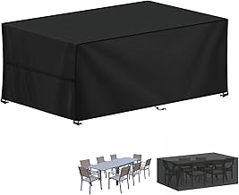 LAMUNI Outdoor Table Cover, 200 x 90 x 75 cm, Rectangular Table Cover, Garden Table Cover, 420D Oxford Fabric, Windproof