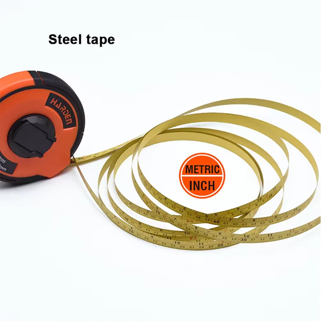 Edward Tools Pro Long Measuring Steel Tape - 165 Feet / 50 Meters - Pro Grade Nickel Plated Blade with Easy to Read Inches and Metric - Durable Cover - Easy Spin Retrieve