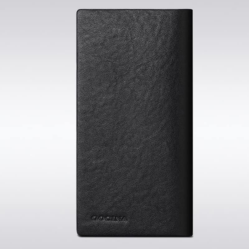 Miniatura 5 de Cartera de cuero genuino para hombre, con cremallera, monedero, bolsa de embrague, cartera larga para hombre, cartera para hombre, Negro, Cartera