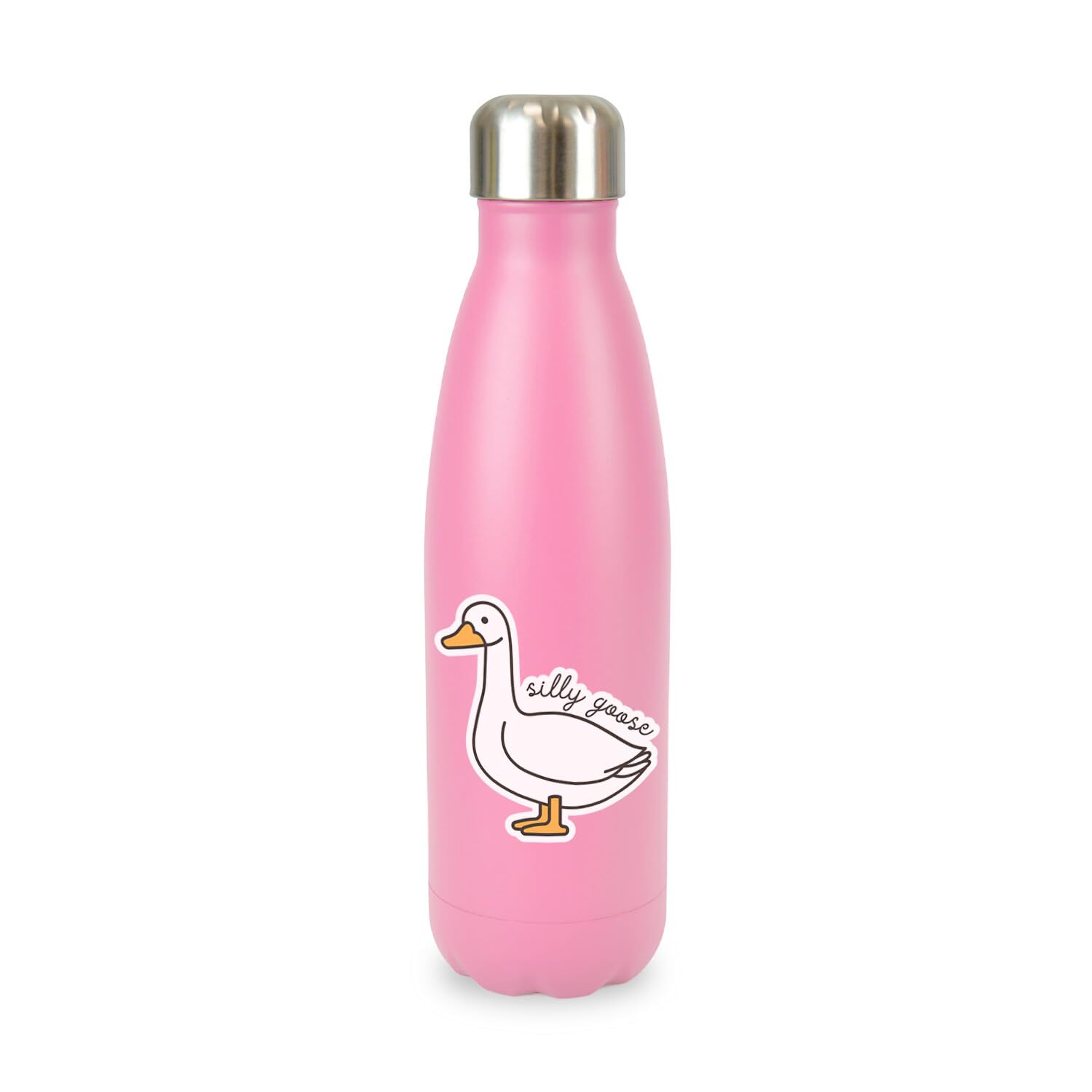 New Spirit Original Baby Pink Silly Goose Cute Funny Fun Aesthetic Trendy Trend Meme Screw Top Lid Stainless Steel Water Bottle Drinks Cup Water Bottle Refill Cute Fun Explore Travel