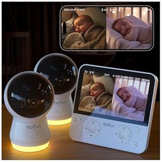 BOIFUN Babyphone Caméra WiFi 4MP 5,5” Babyphone Duo, Contrôle APP & Écran, Détection Visage Couvert & Sommeil sur Le Ventre, Alertes Mouvement & Pleurs, Temp/Humid., Veilleuse, Vision Nocturne