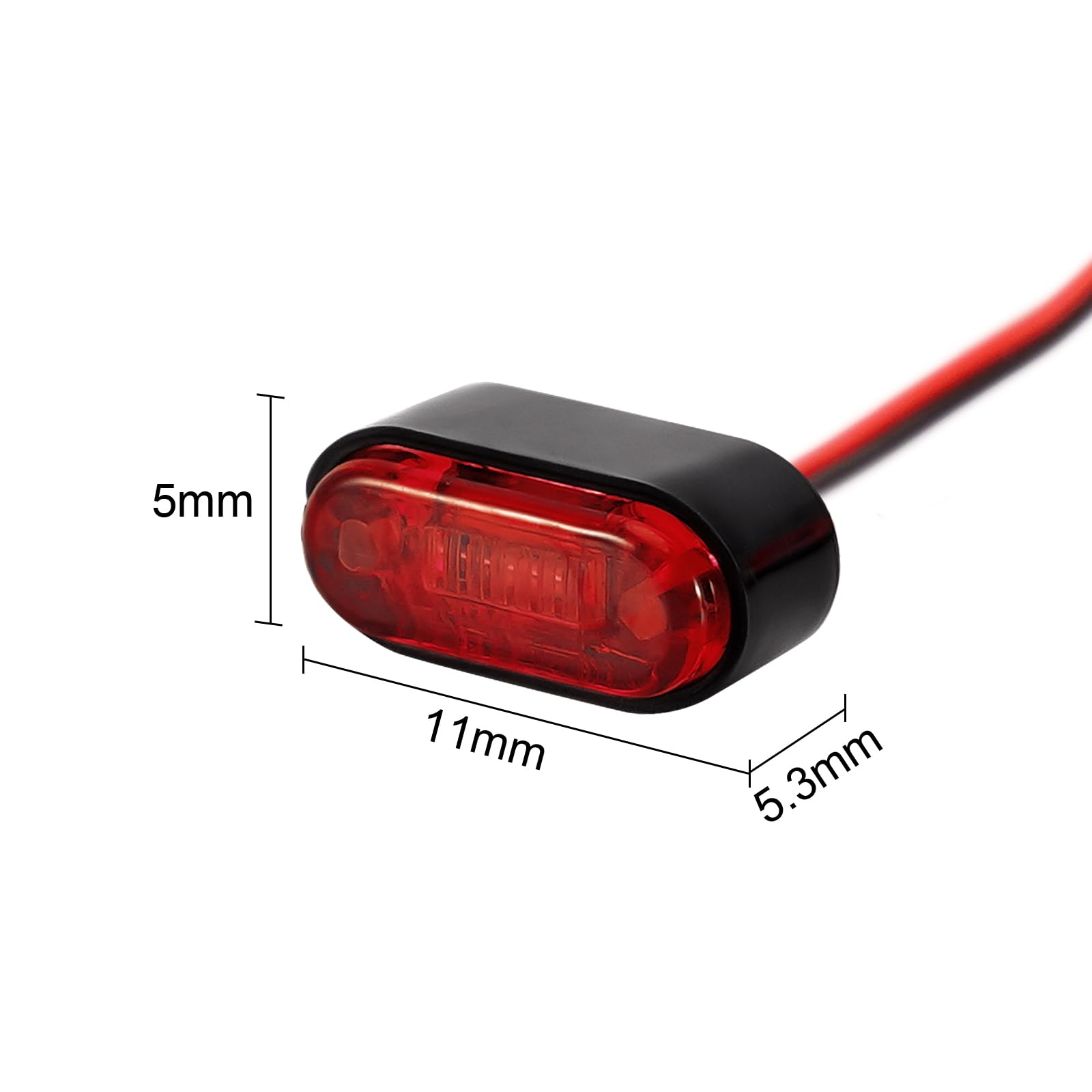 INJORA 11x5mm Side Marker Lights Warning Lights for RC Cars(Red)