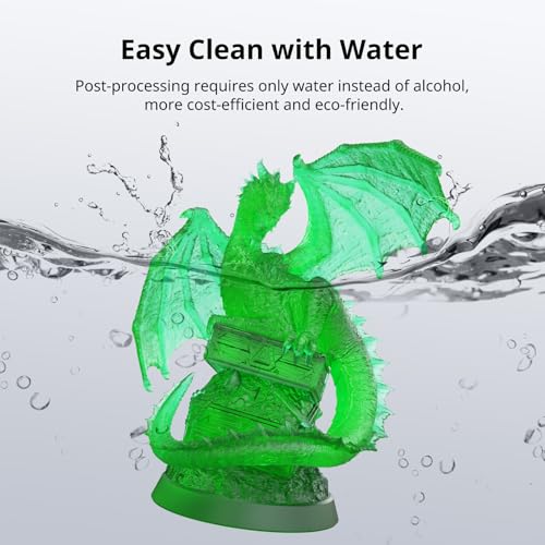 Image of ANYCUBIC Water Washable 3D Printer Resin 2.0, 405nm High Precision 3D Resin, Low Shrinkage Photopolymer Resin for 4K /8K /12K Capable LCD DLP Resin 3D Printer (Clear Green, 1000g)