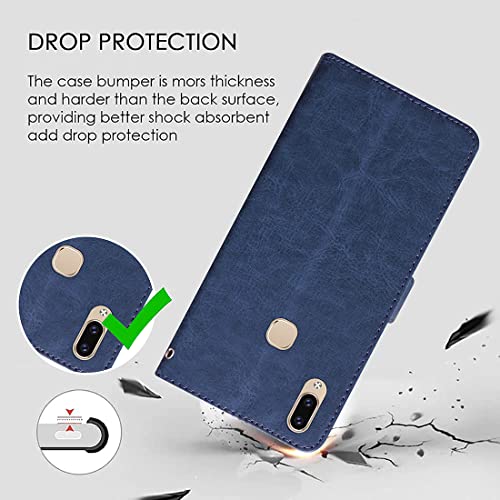 Image of Amazon Brand - Solimo Flip Leather Mobile Cover (Soft, Flexible & Kickstand Back case) Compatible for Vivo V9 / V9 Pro (Blue)