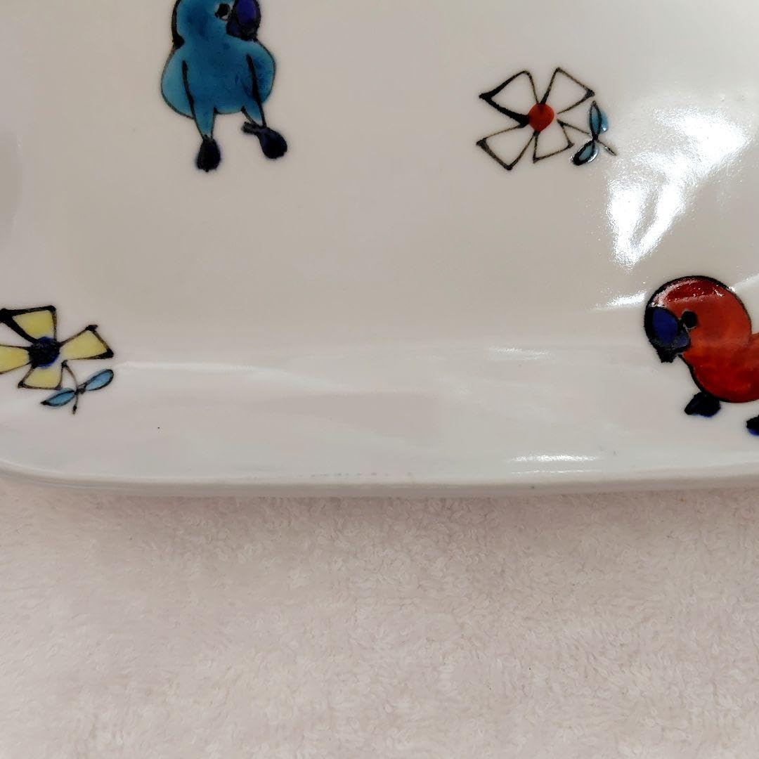 2枚セット 内村七生 小鳥花散らし パン皿 角皿 中皿 大皿 ペア食器