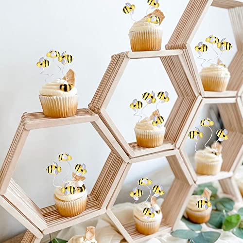 Zhuoweism ZW938 30 Pcs Bumble Bee Cupcake Toppers Resin Little Figurine Bee Cupcake Picks Oh Babee Cake Decorations thumb #1