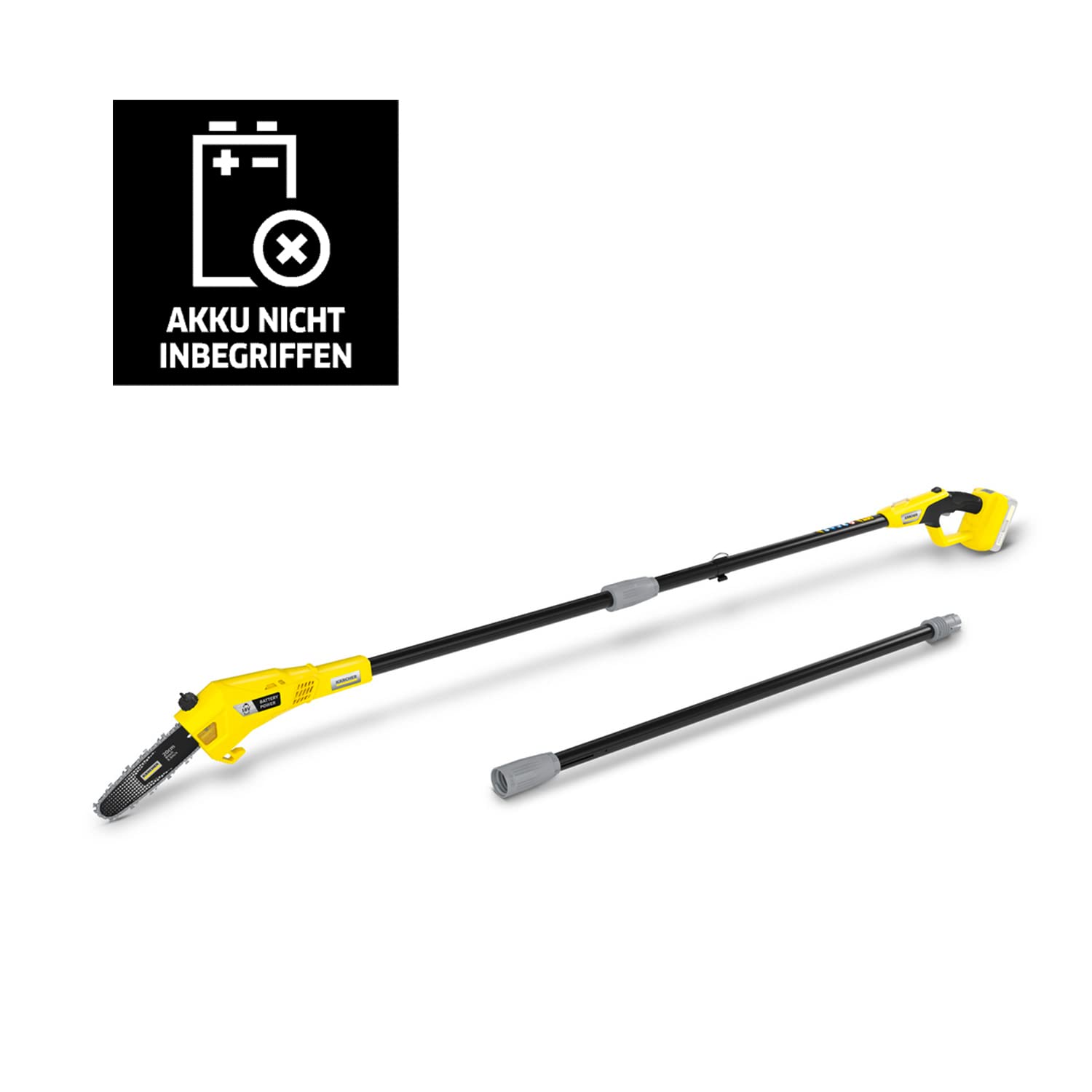 Kärcher 18 V Akku-Teleskopsäge PSW 18-20, Schwertlänge: 20 cm, Länge: bis zu 2,90 m, automatische Kettenschmierung, Leistung: max. 80-160 Schnitte, verwendbar mit dem Kärcher 18-V-Akku, ohne Akku