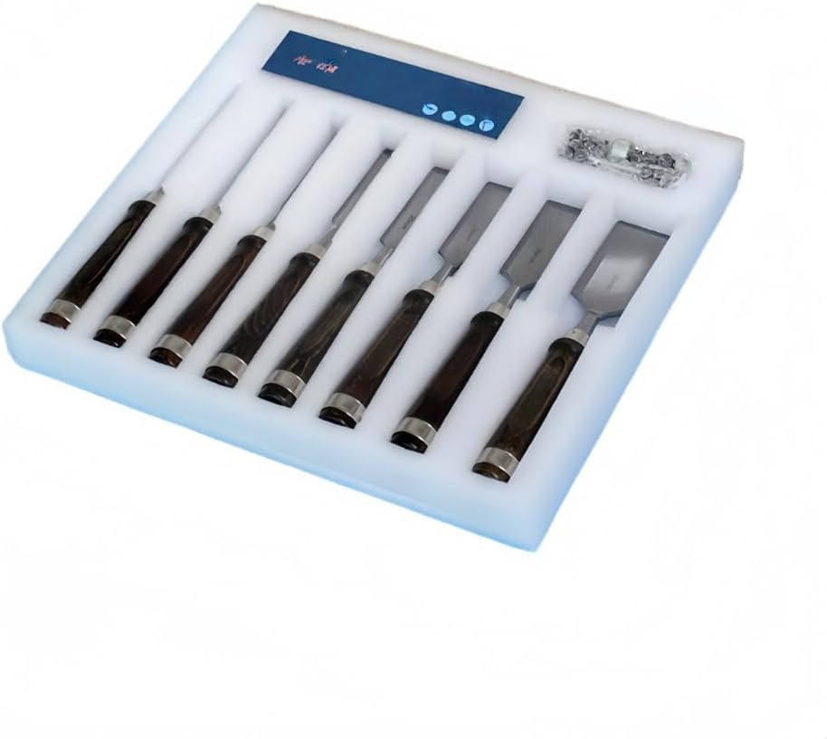 RoastMe木工用DIY用プロフェッショナルセット両面砥石補正石入り無垢材用ノミ高耐久平針切れ味プロ仕様木工工具セット (クルミ材