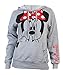 Disney Junior Minnie Mouse Silent Hoodie Fleece Pullover Heathered Grey Large