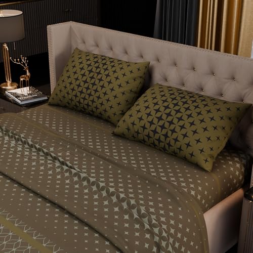 Image of Stoa Paris 100% Bamboo Cotton King Size Bedsheet with 2 Pillow Covers, 200TC Printed Bedding Set, Breathable, All-Season Comfort, Aesthetic Home Decor, Imperial Grandeur - Garden Grove (228cmx274cm)