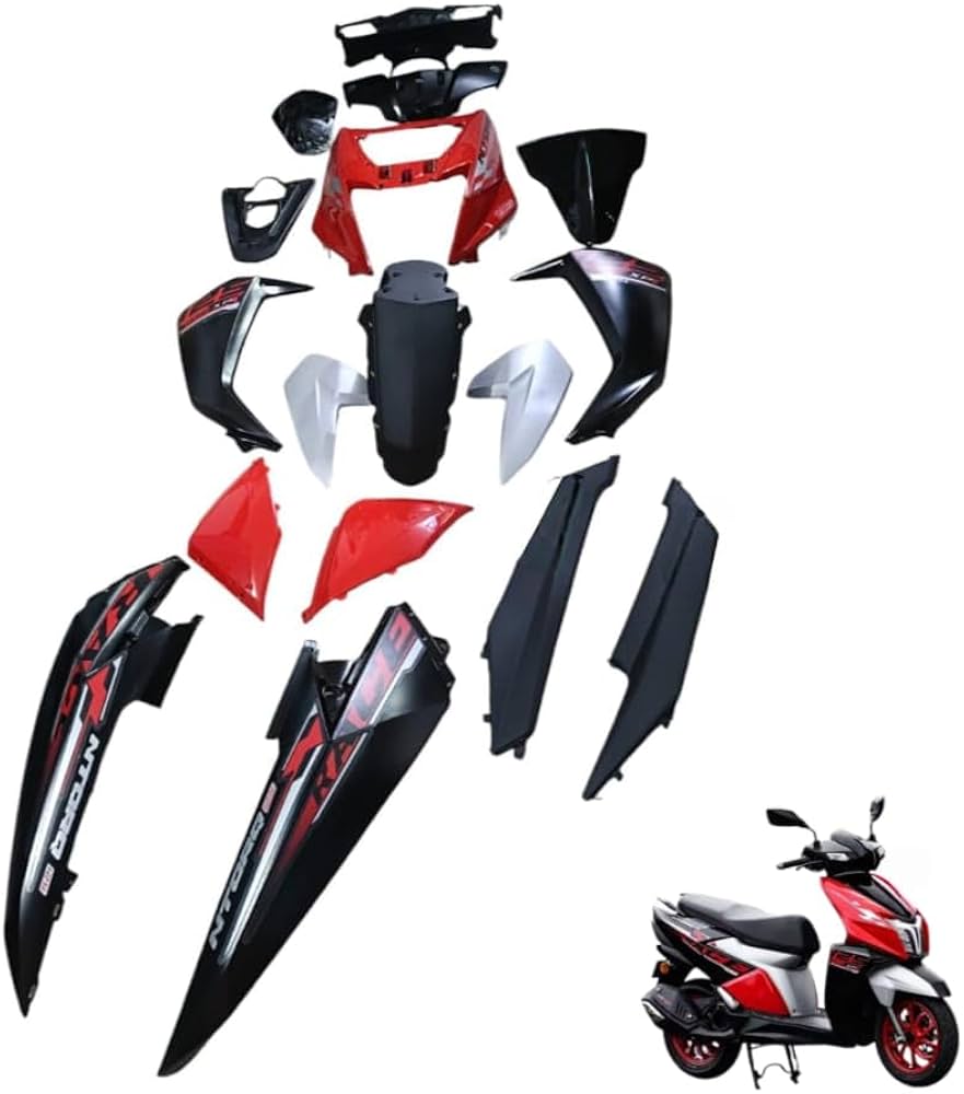 Ultra Full Fiber Body Kit For Ntorq 125cc Race Red Black Ultra Full Fiber Body Kit For Ntorq 125cc Race Red Black