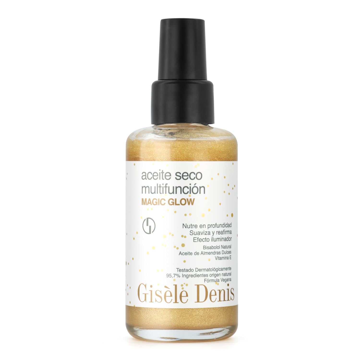 GISÈLE DENIS - Aceite Seco Multifunción Magic Glow 100 ml, Efecto Iluminador, Propiedades Calmantes y Antiinflamatorias, Elasticidad e Hidratación, con Bisabolol, Aceite de Almendras y Vitamina E