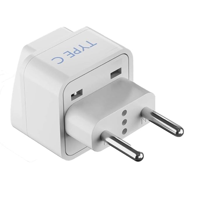 Ceptics Europe Travel Adapter, India To Russia, Europe, Turkey & More - Type C - Perfect For Laptop, Camera Charger And More - CE Certified - Rohs Compliant - White