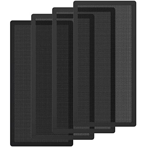 MoKo 140 x 280 mm PVC PC Kühler Lüfter Staub Filter, 4 Pack Lüfterabdeckung Magnetrahmen PC-Lüfter Staubschutzgitter PC-Kühlerfilter PVC Staubschutzabdeckung Computer-Lüftergitter, Schwarz Cover