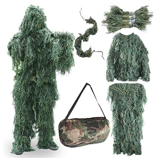 FUNPENY Ghillie Suits for Men, Outdoor Camo Hunting Ghillie Suit Costume Clothings