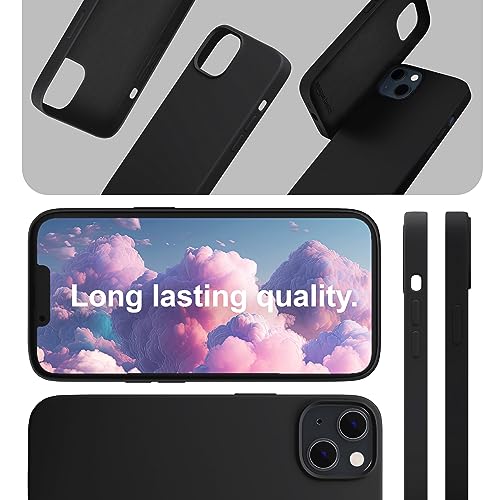 Image of amazon basics Liquid Silicone Case for iPhone 13| Shockproof, with Drop and Camera Protection | Soft Microfiber Lining Inside| Silicone Cover for iPhone 13 - Black
