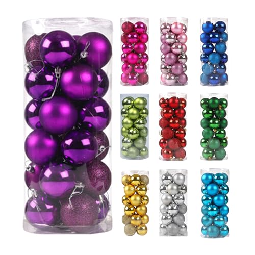 24PC Weihnachtskugeln, 3 cm Bruchsicher Kunststoff Baumschmuck für...