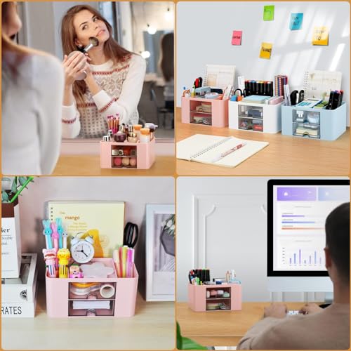 KAHEIGN Desk Organiser with 2 Drawers, 19CM x 14CM Multi-Functional Desk Tidy Organiser Large Capacity Pen Holder Makeup Organizer for Kids Teacher Gift Office School Home Table Decor (Pink) - Cosy Home Interiors KAHEIGN Desk Organiser with 2 Drawers, 19CM x 14CM Multi-Functional Desk Tidy Organiser Large Capacity Pen Holder Makeup Organizer for Kids Teacher Gift Office School Home Table Decor (Pink) - Image 7