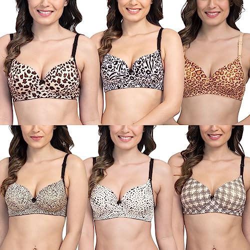 Image of Joomie Heavily Padded Printed Bra| Push-up Bra| Non-Wired | T-Shirt Bra (Random Colours as per Availability - Print Varies)