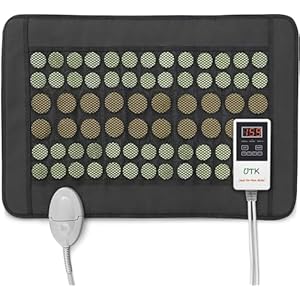 UTK Heating Pad for Back, Far Infrared Natural Jade and Tourmaline Heating Pad, Smart Controller with Memory Function, Auto Shut Off and Travel Bag Included, Small Pro (23.5 inches X 16 inches)