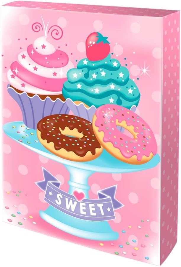 Box Candiy: Totally Sweet Treats Glitter and Foil Art Craft Set: 4 Glitter Boards, 4 Glitter Tubes and 8 Foil Sheets, Keepsake Gift Box, 4 x 17 x 23 cm, 6+